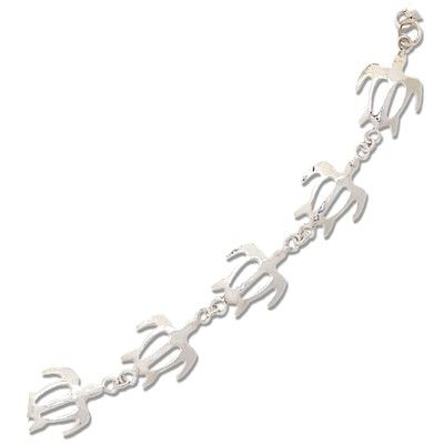 Sterling Silver Hawaiian Cut-Out HONU Design Bracelet (L)