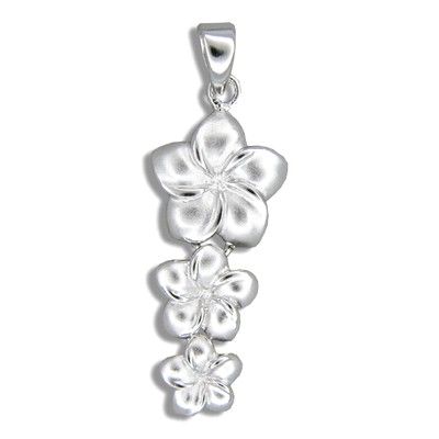 Sterling Silver Hawaiian Past Present and Future Plumeria Design Pendant