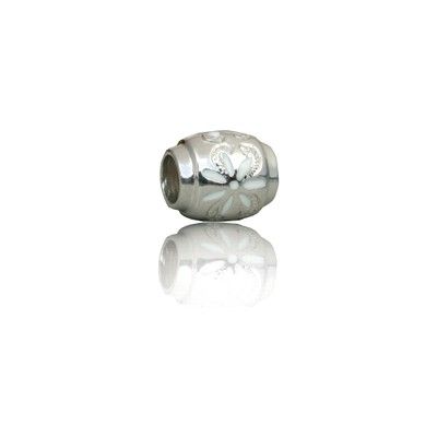 Sterling Silver Hawaiian Rhodium White Enamel Tiare Charm Bead