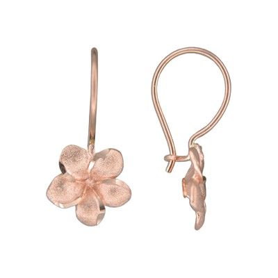 14kt Rose Gold Hawaiian Plumeria Wire Level Earrings