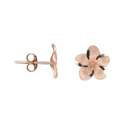 14kt Rose Gold 12mm Plumeria Pierced Earrings