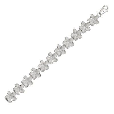 14kt White Gold 10mm Plumeria Leis Bracelet