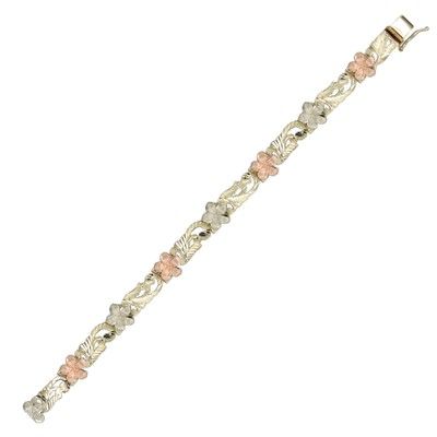 14kt Tri-Color Gold Hawaiian Plumeria Scroll Bracelet