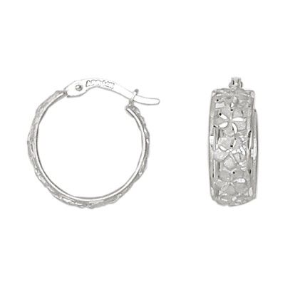 14kt White Gold Hawaiian 7mm Plumeria Cut-In Earrings