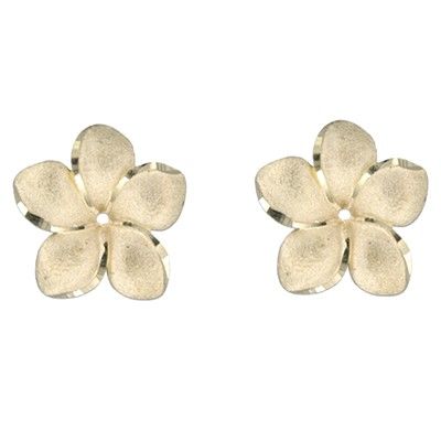 14kt Yellow Gold 18mm Plumeria Earrings Jacket