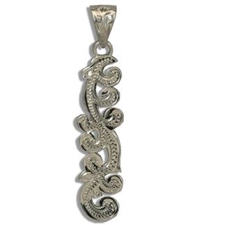 Fine Engraved Sterling Silver Hawaiian Scroll Pendant