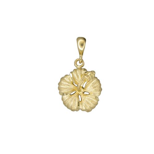 14kt Yellow Gold 15mm Hawaiian Hibiscus Pendant